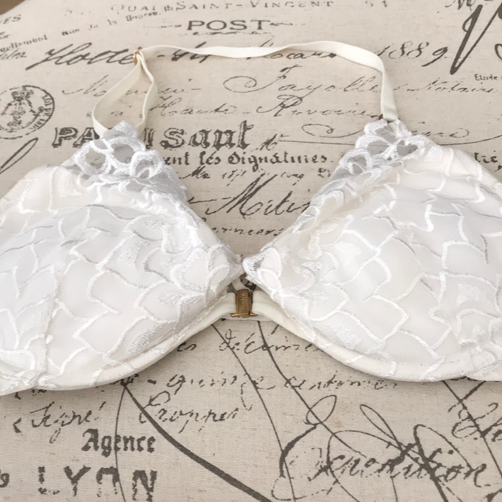 White lace halter bra